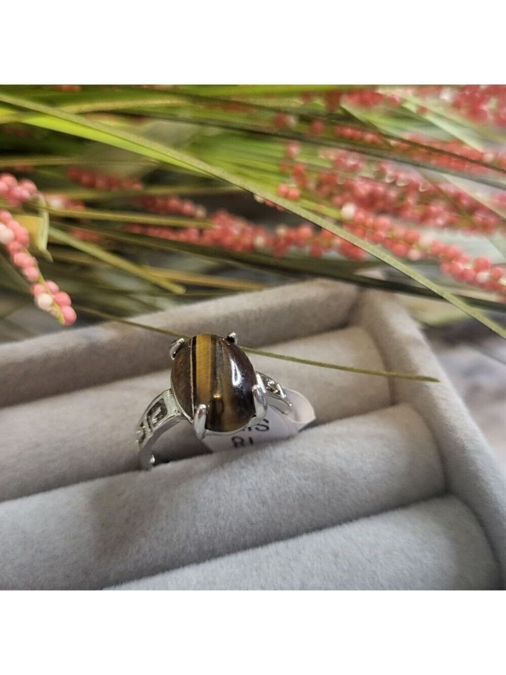 Solitaire Tiger Eye Stones Rings Geometric Retro Fashion